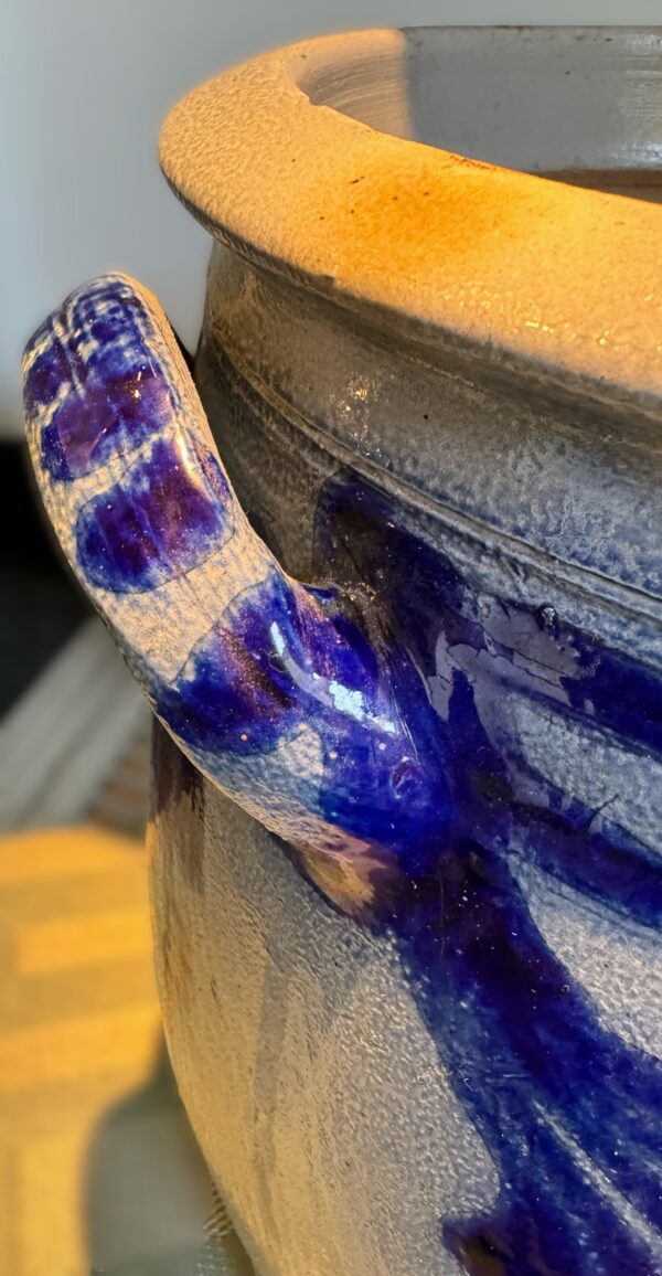 Antique Cologne preserving jar 8L with cobalt‑blue freehand decoration, c. 1900 (9) Antieke Keulse inmaakpot 8L met kobaltblauwe handbeschilderde decoratie, Antique Cologne preserving jar 8L with cobalt‑blue freehand decoration, c. 1900