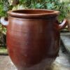 Antique French brown stoneware pot with handles – 19th century (6) Antieke Franse grespot in bruin aardewerk met handvatten | Antique French brown stoneware pot with handles – 19th century