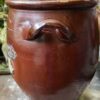 Antique French brown stoneware pot with handles – 19th century (7) Antieke Franse grespot in bruin aardewerk met handvatten | Antique French brown stoneware pot with handles – 19th century