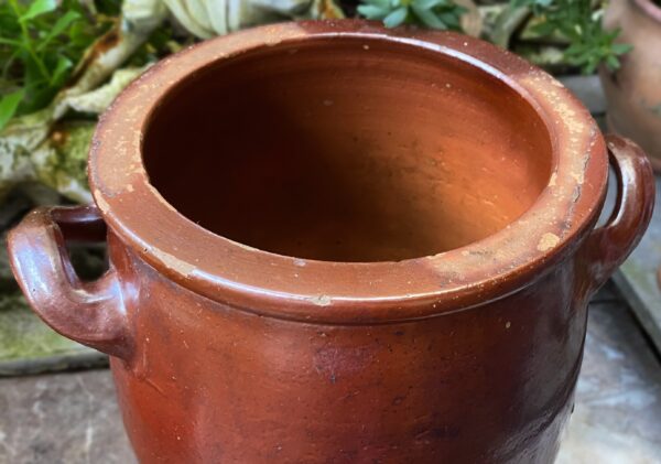 Antique French brown stoneware pot with handles – 19th century (9) Antieke Franse grespot in bruin aardewerk met handvatten | Antique French brown stoneware pot with handles – 19th century