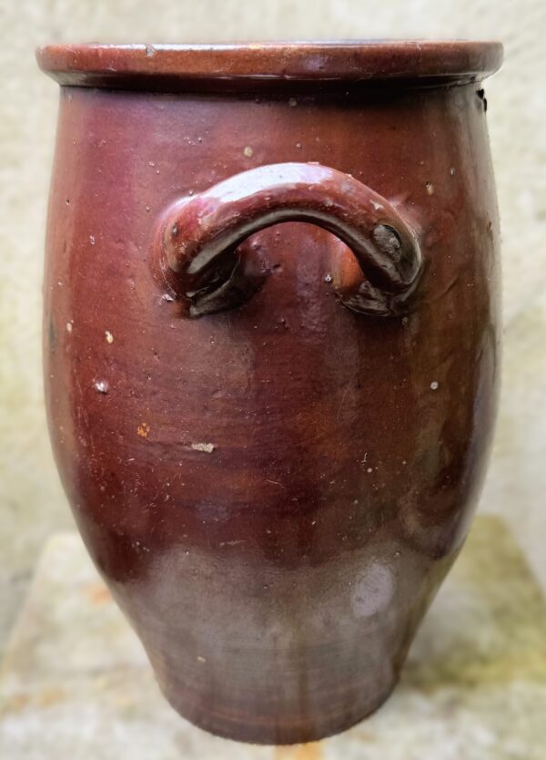 Antique French wheel‑thrown brown stoneware pot – 19th century (10) Antieke Franse handgedraaide grespot in bruin aardewerk – 19e eeuw | Antique French wheel‑thrown brown stoneware pot – 19th century