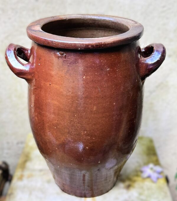 Antique French wheel‑thrown brown stoneware pot – 19th century (11) Antieke Franse handgedraaide grespot in bruin aardewerk – 19e eeuw | Antique French wheel‑thrown brown stoneware pot – 19th century