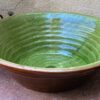 Antique brown confit bowl with green interior glaze (10) Antieke bruine gresale confit schaal | Antique brown confit bowl with green interior glaze, 19th C