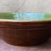 Antique brown confit bowl with green interior glaze (6) Antieke bruine gresale confit schaal | Antique brown confit bowl with green interior glaze, 19th C