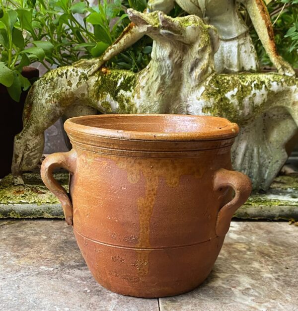 Antique handmade French confit pot with three handles – late 19th century (10) Antieke handgemaakte Franse Confitpot of grespot met 3 oren | Antique handmade French confit pot with three handles – late 19th century