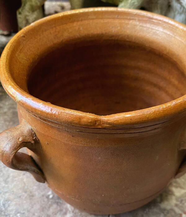 Antique handmade French confit pot with three handles – late 19th century (4) Antieke handgemaakte Franse Confitpot of grespot met 3 oren | Antique handmade French confit pot with three handles – late 19th century