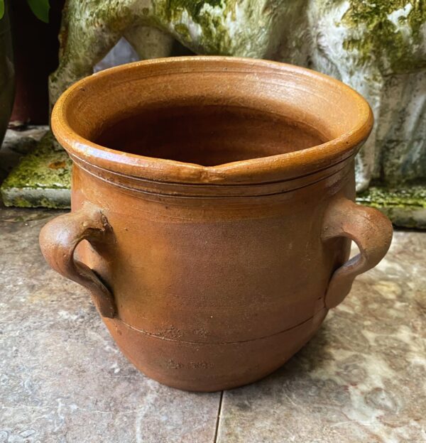Antique handmade French confit pot with three handles – late 19th century (5) Antieke handgemaakte Franse Confitpot of grespot met 3 oren | Antique handmade French confit pot with three handles – late 19th century