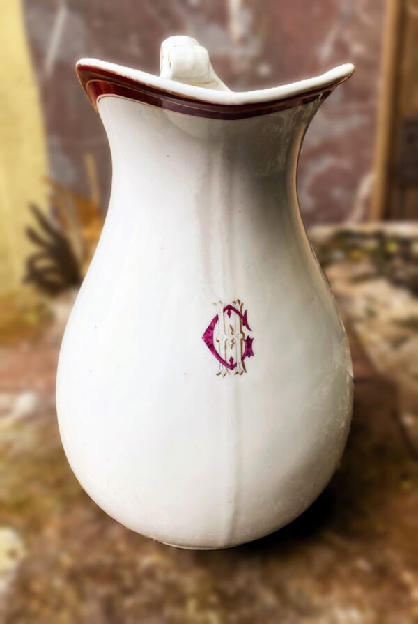 Antieke grote porseleinen waterkan Vermeren‑Coché Bruxelles | Antique large porcelain water pitcher Vermeren‑Coché Brussels, 19th century