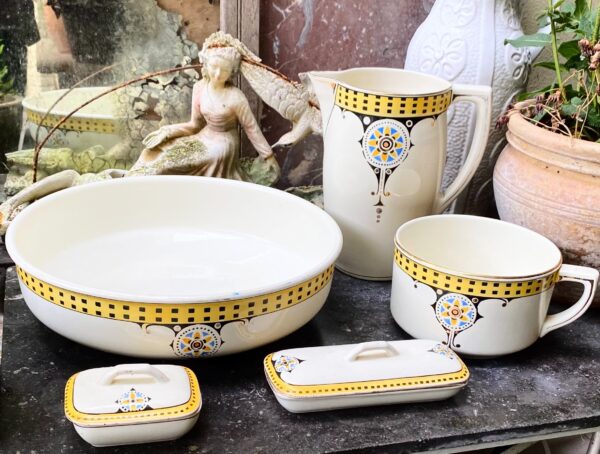 Art Deco Boch Frères wash set from 1932 (1) Zeldzaam Art Deco Boch Frères lampetstel | Art Deco Boch Frères wash set from 1932