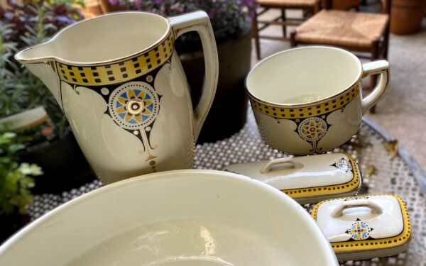 Art Deco Boch Frères wash set from 1932 (3) Zeldzaam Art Deco Boch Frères lampetstel | Art Deco Boch Frères wash set from 1932