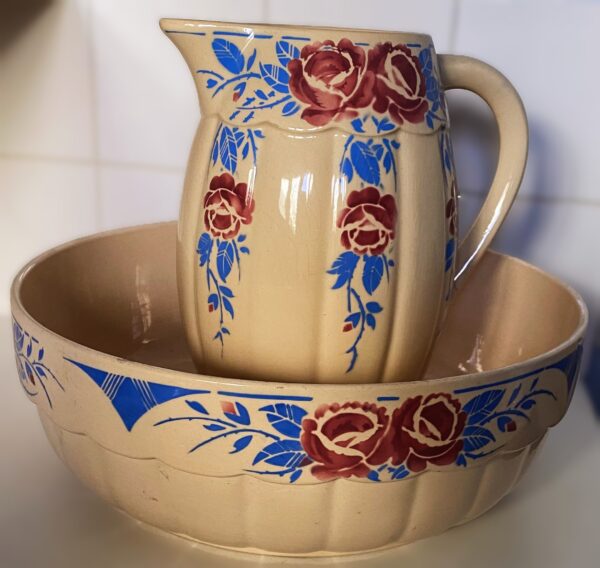 Art Deco French wash set, 1930s (2) Art Deco Franse lampetset K & G Luneville | Art Deco French wash set, 1930s