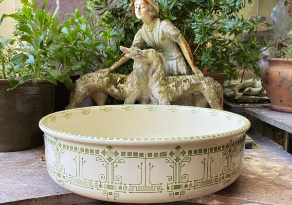 Art Deco ceramic wash basin, Boch Frères La Louvière, ca. 1918–1930 (7) Art Deco keramische waskom | Art Deco ceramic wash basin, Boch Frères La Louvière, ca. 1918–1930