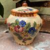 Earthenware kitchen jar with floral décor and lion‑head handles, 20th century (11) Aardewerken keukenpot met bloemen en leeuwenkopjes | Earthenware kitchen jar with floral décor and lion‑head handles, 20th century