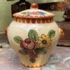 Earthenware kitchen jar with floral décor and lion‑head handles, 20th century (13) Aardewerken keukenpot met bloemen en leeuwenkopjes | Earthenware kitchen jar with floral décor and lion‑head handles, 20th century