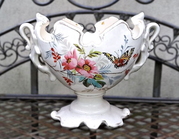 French Hollywood Regency ceramic centerpiece, 1950s (21) Franse Hollywood Regency keramische siercoupe | French Hollywood Regency ceramic centerpiece, 1950s