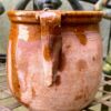French stoneware pot with two handles, early 20th century (1) Brocante Frans grespotje met 2 oren | French stoneware pot with two handles, early 20th century