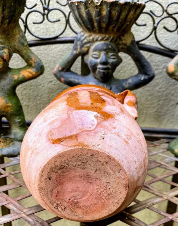 French stoneware pot with two handles, early 20th century (8) Brocante Frans grespotje met 2 oren | French stoneware pot with two handles, early 20th century