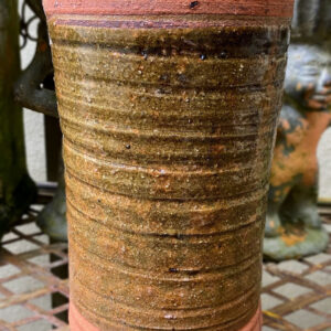 ​Vintage groene cilindervaas | Green ceramic cylinder vase, Germany ca. 1970
