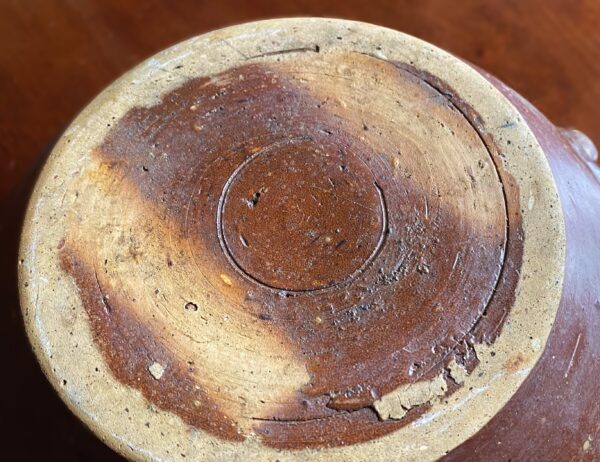 Imposing French stoneware butter‑ or cream‑separating bowl – late 19th century (6) Antieke imposante Franse boter- of roomteil in gres aardewerk | Imposing French stoneware butter‑ or cream‑separating bowl – late 19th century