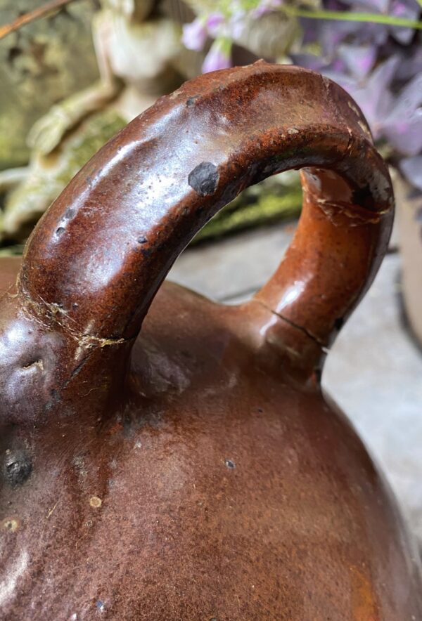 Large antique French stoneware jug with handle – late 19th century (17) Grote antieke Franse gres kruik met handgreep | Large antique French stoneware jug with handle – late 19th century