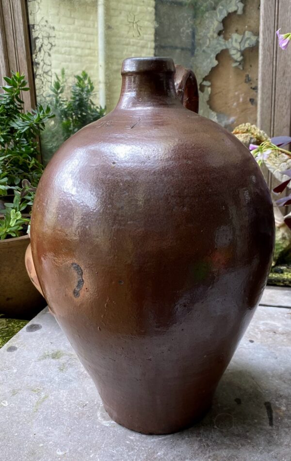 Large antique French stoneware jug with handle – late 19th century (6) Grote antieke Franse gres kruik met handgreep | Large antique French stoneware jug with handle – late 19th century