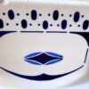 Octagonal Art Deco wash basin, 1930s (4) Achthoekige Art Deco waskom met blauwe geometrische print | Octagonal Art Deco wash basin, 1930s