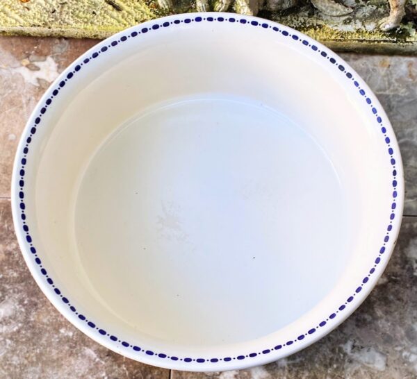Octagonal Art Deco wash basin, 1930s (6) Achthoekige Art Deco waskom met blauwe geometrische print | Octagonal Art Deco wash basin, 1930s