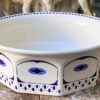 Octagonal Art Deco wash basin, 1930s (9) Achthoekige Art Deco waskom met blauwe geometrische print | Octagonal Art Deco wash basin, 1930s