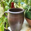 Old French dark‑brown glazed stoneware jug with single handle – late 19th century (5) Oude donkerbruine Franse geglazuurde greskan met één oor | Old French dark‑brown glazed stoneware jug with single handle – late 19th century
