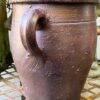 Old French dark‑brown glazed stoneware jug with single handle – late 19th century (8) Oude donkerbruine Franse geglazuurde greskan met één oor | Old French dark‑brown glazed stoneware jug with single handle – late 19th century