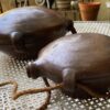 Oude 19de -eeuwse groot formaat terracotta padden kalebas (4) Zandstenen paddenkalebas met drie handvatten | Sandstone toad‑gourd vessel, 19th century
