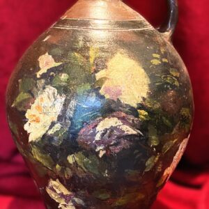 Rustic French painted terracotta jug – Rustieke Franse beschilderde terracotta kruik – early 1900