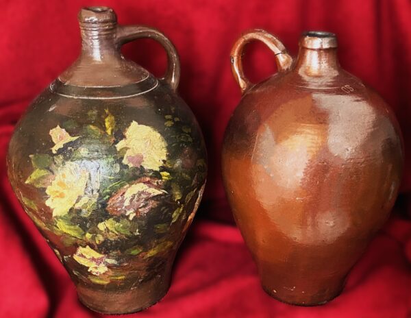 Rustic French painted terracotta jug (1) Rustic French painted terracotta jug – Rustieke Franse beschilderde terracotta kruik – early 1900