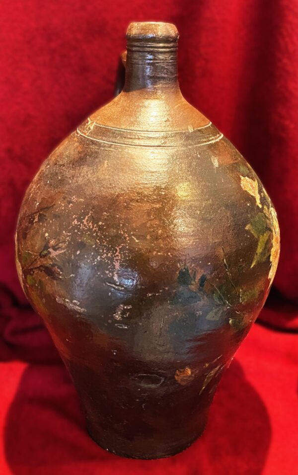 Rustic French painted terracotta jug (10) Rustic French painted terracotta jug – Rustieke Franse beschilderde terracotta kruik – early 1900