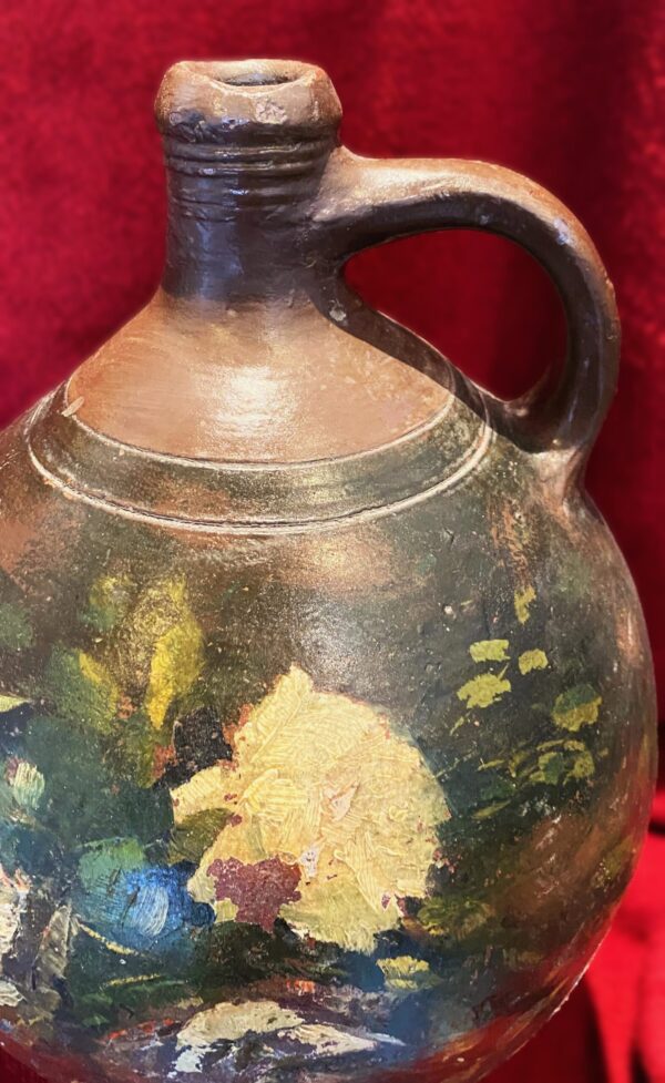 Rustic French painted terracotta jug (14) Rustic French painted terracotta jug – Rustieke Franse beschilderde terracotta kruik – early 1900