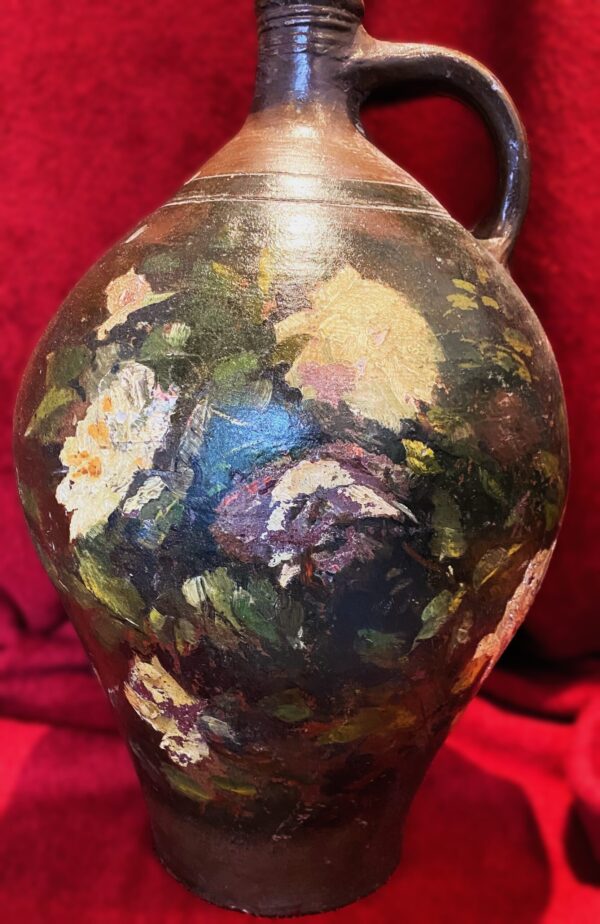 Rustic French painted terracotta jug (15) Rustic French painted terracotta jug – Rustieke Franse beschilderde terracotta kruik – early 1900