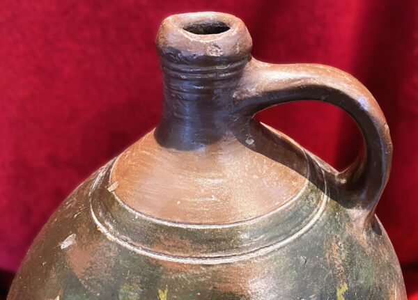 Rustic French painted terracotta jug (8) Rustic French painted terracotta jug – Rustieke Franse beschilderde terracotta kruik – early 1900
