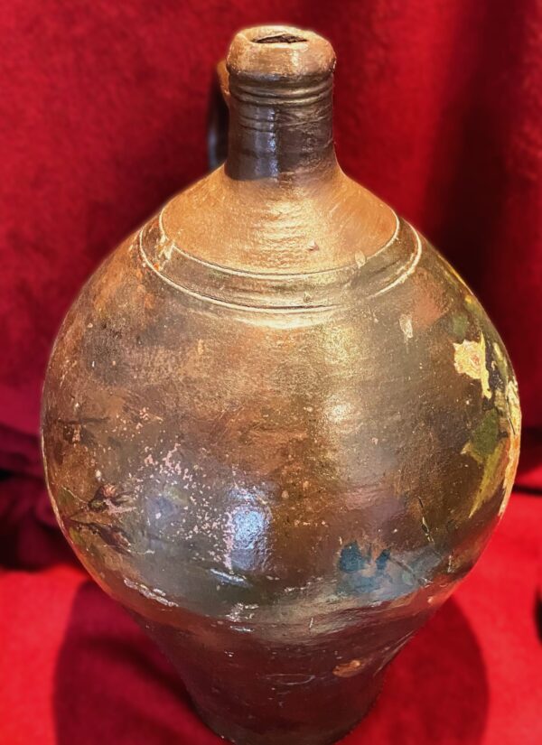 Rustic French painted terracotta jug (9) Rustic French painted terracotta jug – Rustieke Franse beschilderde terracotta kruik – early 1900