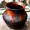 Rustic dark‑brown earthenware pot with handle, 19th C (14)_resultaat Rustieke donkerbruine aardewerken pot met handvat | Rustic dark‑brown earthenware pot, 1890