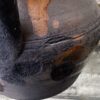 Rustieke donkerbruine aardewerken pot met handvat | Rustic dark‑brown earthenware pot, 1890