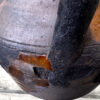 Rustic dark‑brown earthenware pot with handle, 19th C (3)_resultaat Rustieke donkerbruine aardewerken pot met handvat | Rustic dark‑brown earthenware pot, 1890