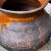 Rustic dark‑brown earthenware pot with handle, 19th C (6)_resultaat Rustieke donkerbruine aardewerken pot met handvat | Rustic dark‑brown earthenware pot, 1890