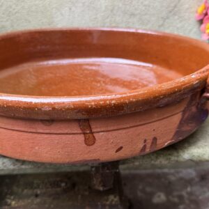 Rustieke ovenvaste geglazuurde terracotta ovenschotel | Rustic glazed terracotta oven dish – ca. 1900