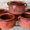 Set of 6 French glazed stoneware terracotta cooking pots – (11) Franse geglazuurde gres terracotta kookpot – 19e tot begin 20e eeuw | French glazed stoneware terracotta cooking pot – early 20th century