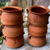 Set of 6 French glazed stoneware terracotta cooking pots – (3) Franse geglazuurde gres terracotta kookpot – 19e tot begin 20e eeuw | French glazed stoneware terracotta cooking pot – early 20th century