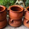 Set of 6 French glazed stoneware terracotta cooking pots – (4) Franse geglazuurde gres terracotta kookpot – 19e tot begin 20e eeuw | French glazed stoneware terracotta cooking pot – early 20th century