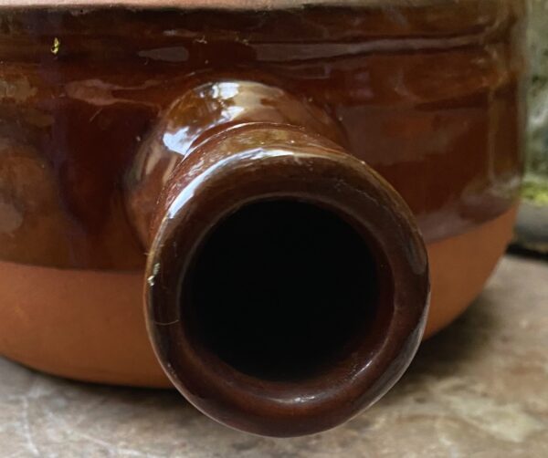 Terracotta French caquelon with spout, 1930s–1940s (5) Vintage Franse terracotta caquelon met tuit | Terracotta French caquelon with spout, 1930s–1940s