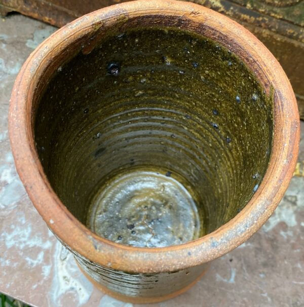 ​Vintage groene cilindervaas | Green ceramic cylinder vase, Germany ca. 1970