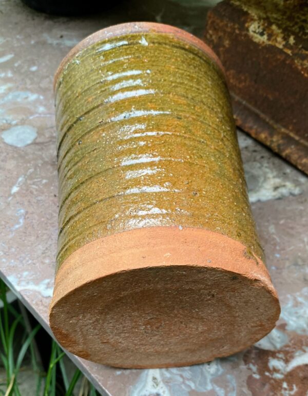 ​Vintage groene cilindervaas | Green ceramic cylinder vase, Germany ca. 1970