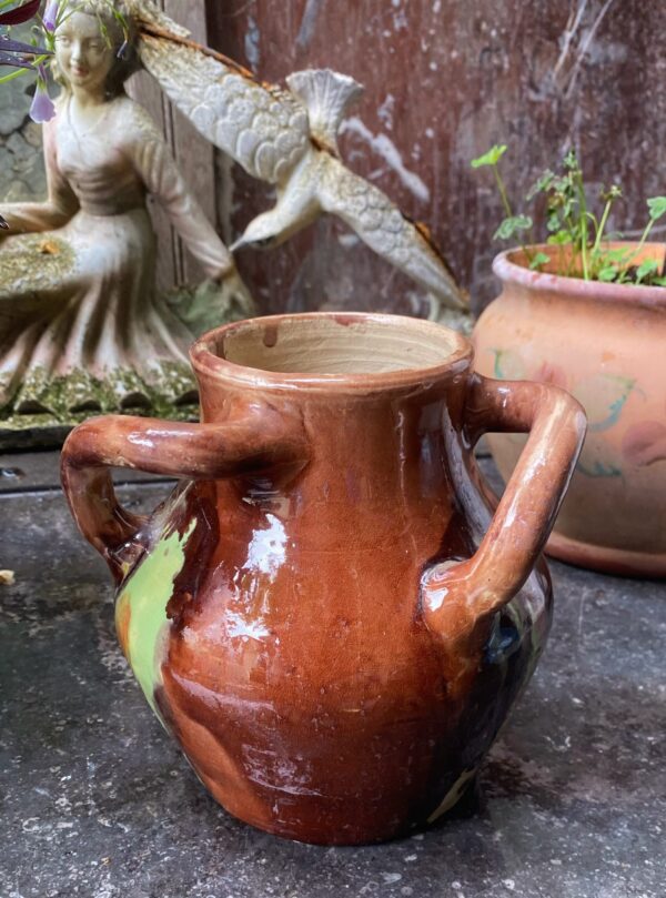 Vintage Thulin ceramic vase with 3 handles ca. 1950 – Stijlvolle handgemaakte Thulin vaas ca. 1950 (1) vintage thulin ceramic